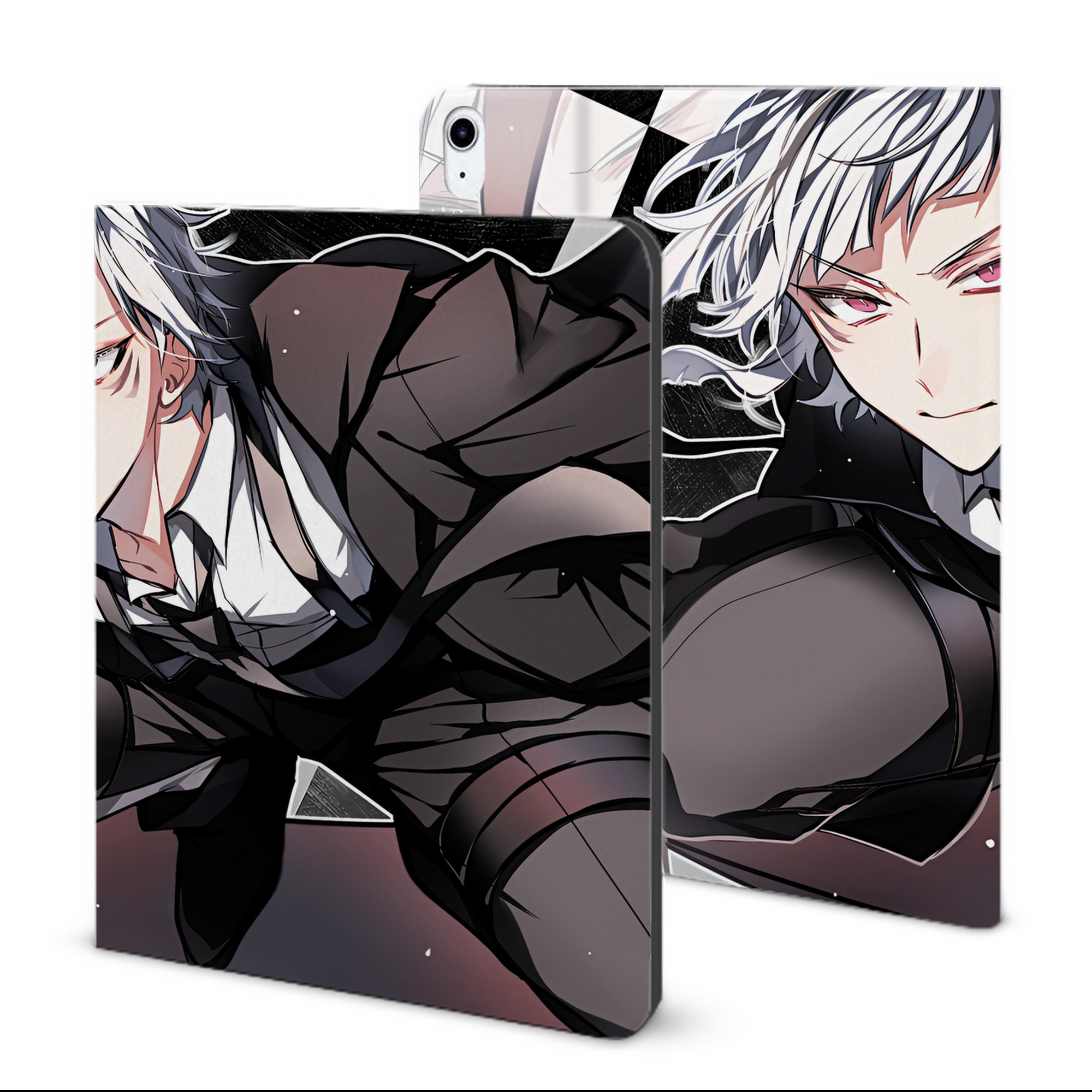 （画像用） 文豪ストレイドッグス Bungo Stray Dogs IPad ケース ブック型 PUレザー TPU 耐衝撃 軽量 薄型 ペン収納なし 全面保護 IPad 各モデル対応